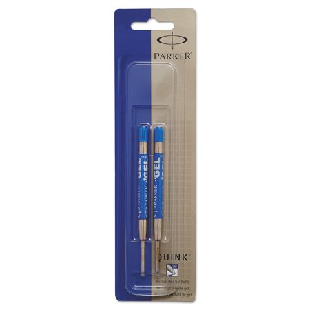 PARKER Pen Gel, Refill, Rollr Ball, Med, Blue, PK2 30526PP